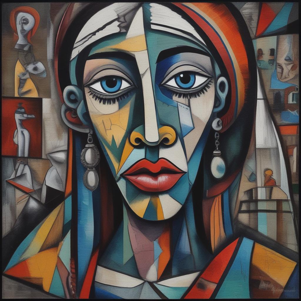 Modern Cubist Canvas Art – A Bold Expression of Depth and Emotion